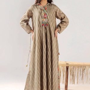 Taupe Bloom – Jacquard Maxi Dress
